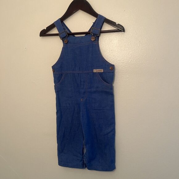 Carters Baby Vintage 90s Single Stitch Denim Overalls, Blue- Size 24 M, Made USA - Picture 2 of 10